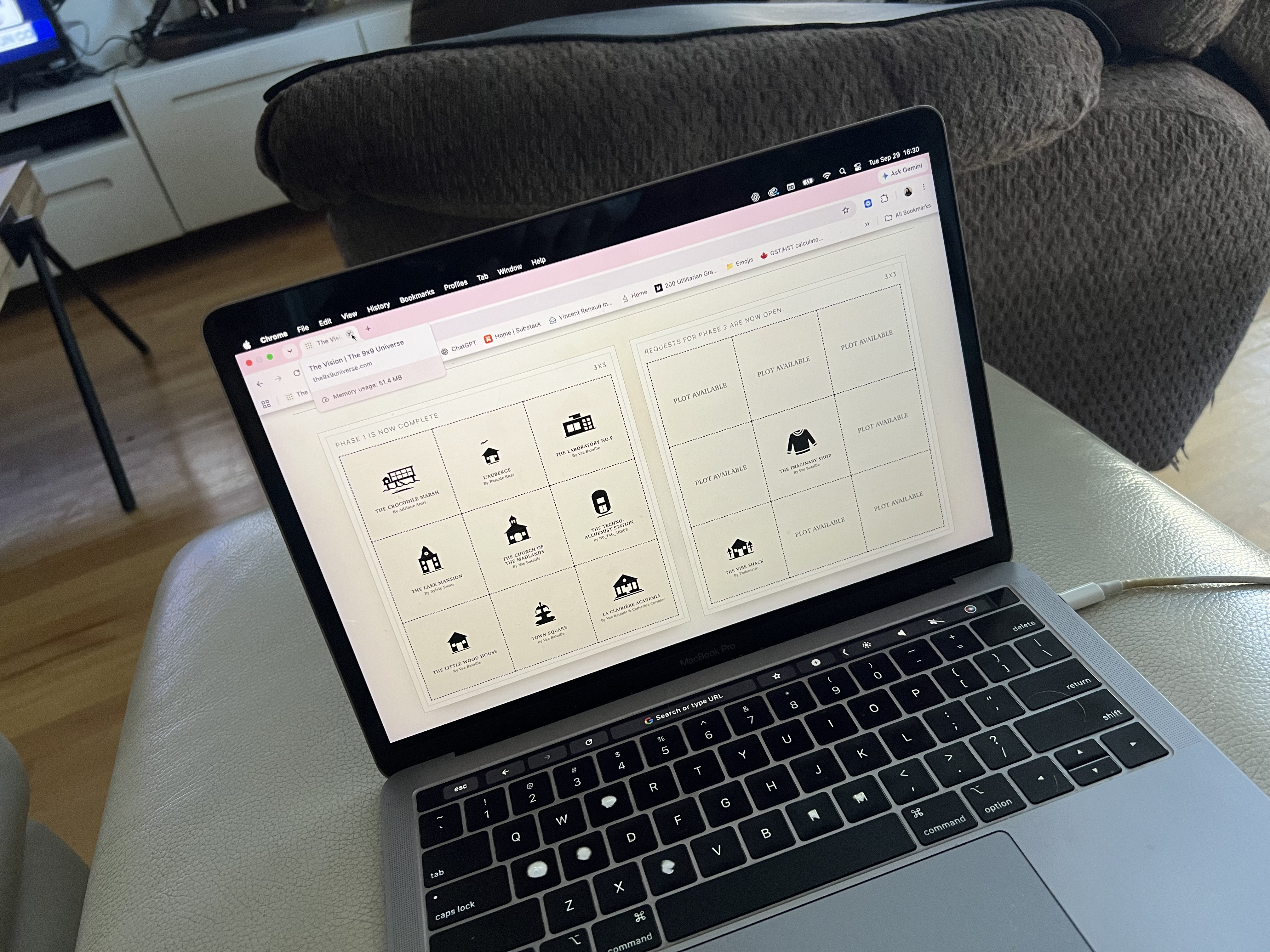 The 9x9 Universe plot map open on a laptop