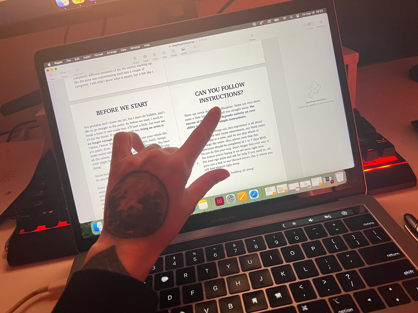 Editing the blueprint on a laptop.